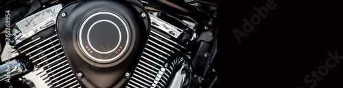 Motorcycle engine close-up cropped view photo
