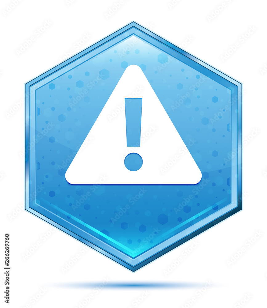 Alert icon crystal blue hexagon button Alert icon crystal blue hexagon button