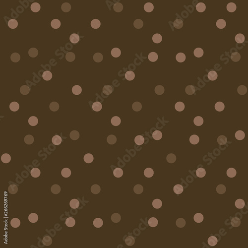 Dark chocolate background polka dots seamless pattern