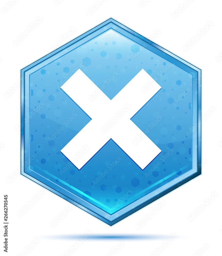 Obraz premium Cross icon crystal blue hexagon button