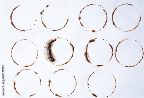 Coffee stains on white background photo