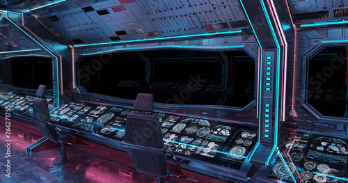 Grunge Spaceship interior background 3D rendering