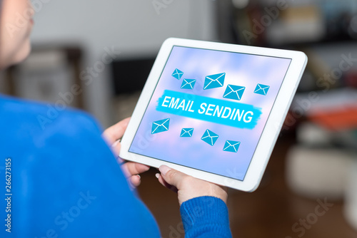 Email sending concept on a tablet