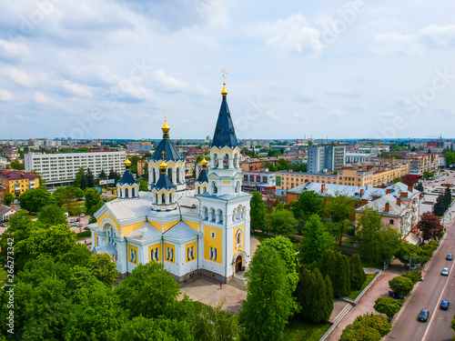 Holy Cross Cathedral in Zhytomyr photo from a height