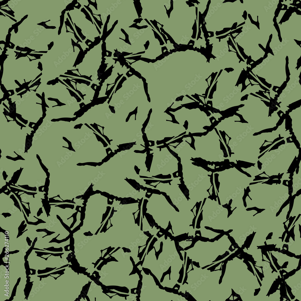 Forest camouflage of various shades of black and green colors
