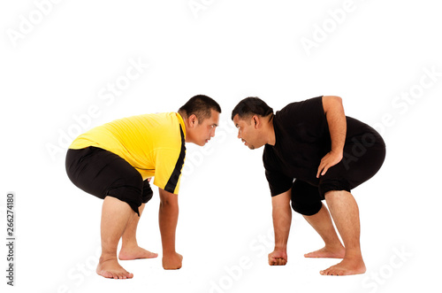 Two obesity man playing sumo
