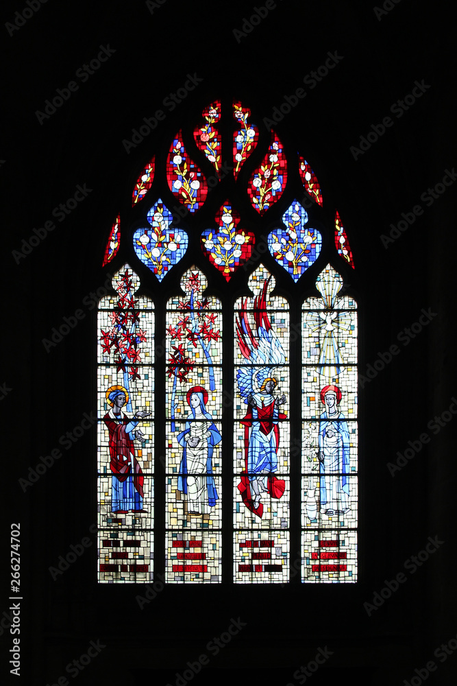 stained-glass window in the Notre-Dame church - Saint-Lô - France