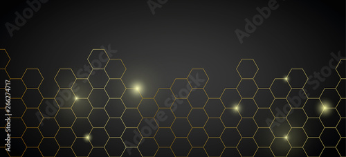 golden honeycomb shiny technical background vector illustration EPS10