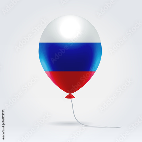 Glossy colorful Russian flag decorated balloon hanging over enlightened background. (ID: 266274723)