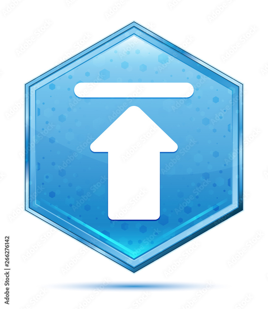 Upload icon crystal blue hexagon button Upload icon crystal blue hexagon button