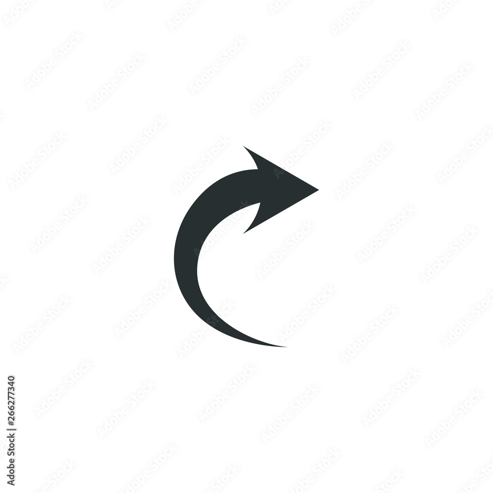Simple black icon on white background. Repeat icon. Vector illustration web design element. curve arrow. vector Simple black icon on white background. Repeat icon. Vector illustration web design element. curve arrow. vector