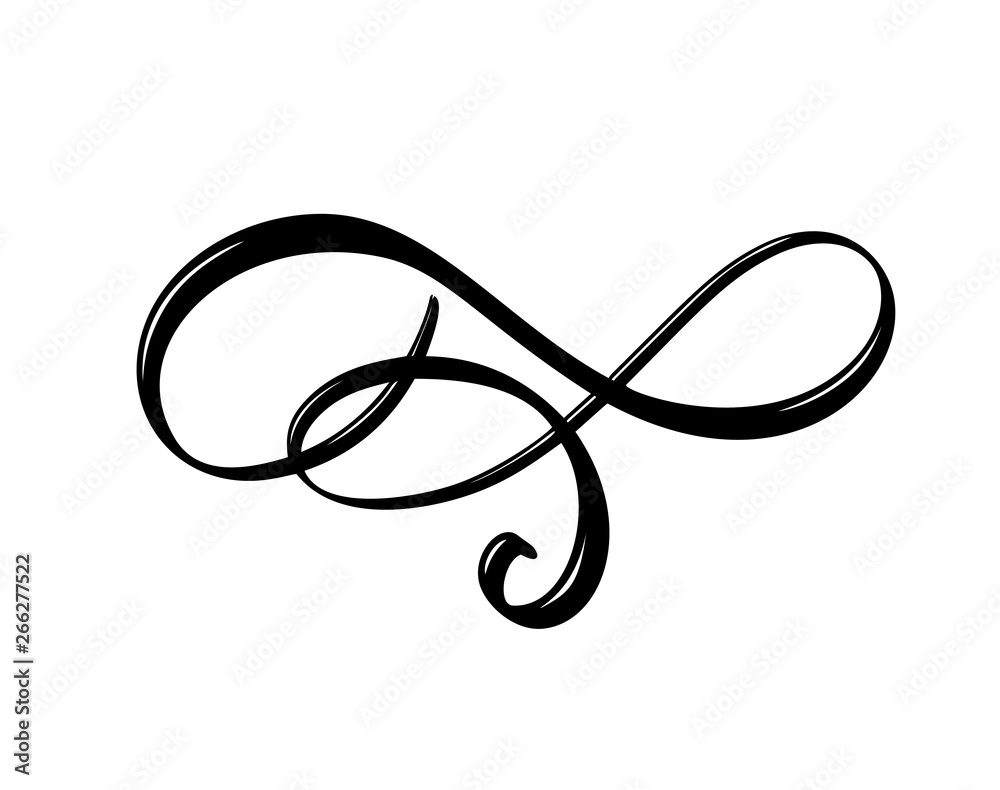 Vector floral calligraphy element flourish. Hand drawn divider for page decoration and frame design illustration swirl ornament. Decorative silhouette for wedding cards and invitations Vector floral calligraphy element flourish. Hand drawn divider for page decoration and frame design illustration swirl ornament. Decorative silhouette for wedding cards and invitations