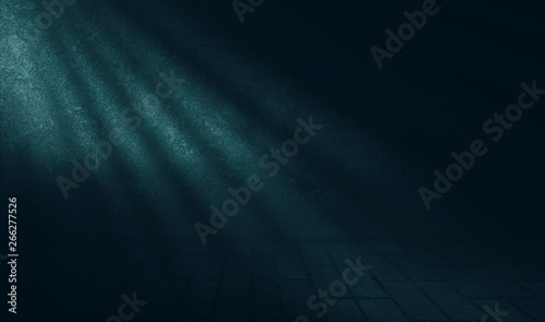 Empty scene background. Incident light from a window on an empty brick wall. Dark abstract background © Laura Сrazy