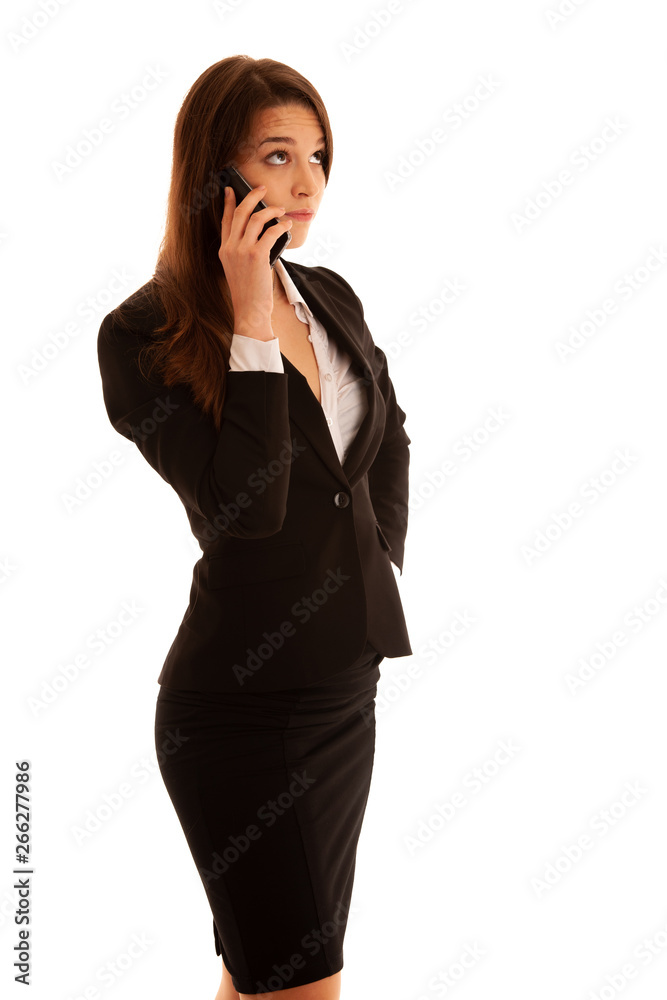 Business woman talk on smartphone isolated over white background Business woman talk on smartphone isolated over white background