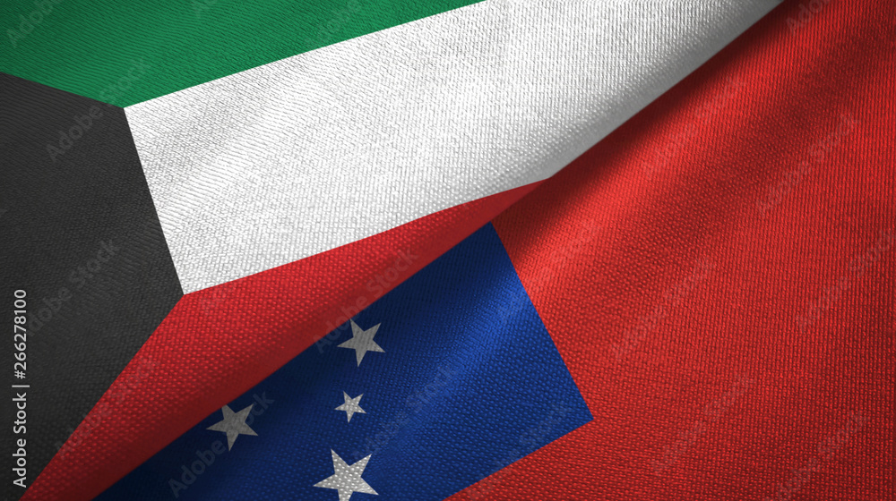 Kuwait and Samoa two flags textile cloth, fabric texture Kuwait and Samoa two flags textile cloth, fabric texture