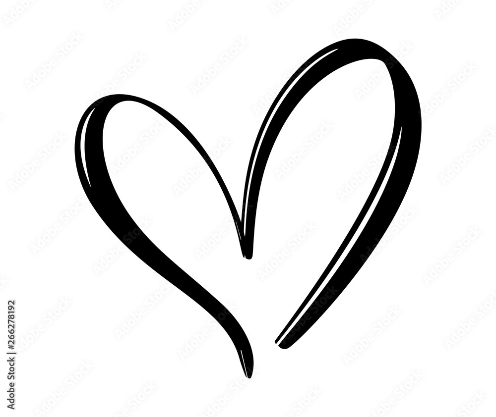Hand drawn Heart love sign. Romantic calligraphy vector illustration. Concepn icon symbol for t-shirt, greeting card, poster wedding. Design flat element of valentine day Hand drawn Heart love sign. Romantic calligraphy vector illustration. Concepn icon symbol for t-shirt, greeting card, poster wedding. Design flat element of valentine day