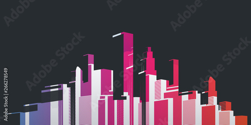 Metropolis - Colorful Urban Cityscape Silhouette, Vector Design 