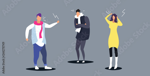 angry businesspeople arguing colleagues screaming to each other business conflict quarrel concept furious office workers full length sketch horizontal