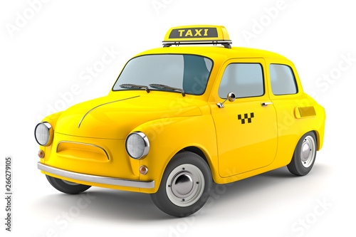 3d illustration of Vintage Yellow Taxi isolated on white background.