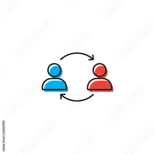persons exchange or switch persons vector icon concept, isolated on white background