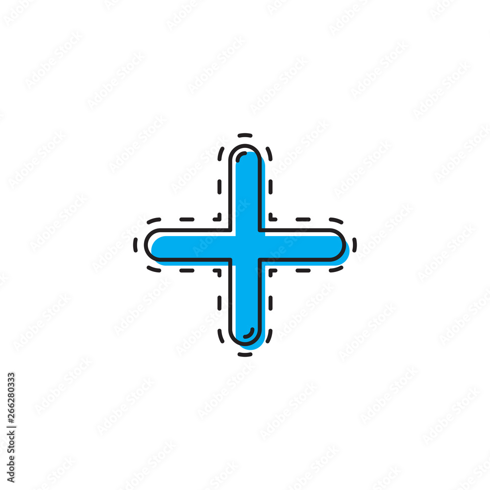 Obraz premium plus, add button vector icon concept, isolated on white background