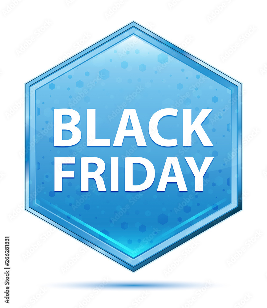 Black Friday crystal blue hexagon button Black Friday crystal blue hexagon button