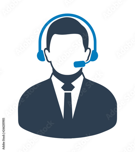 Male Costumer service icon.  Flat style vector EPS.