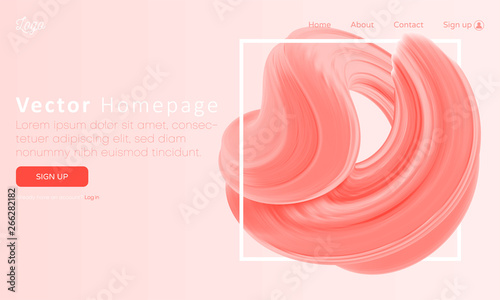 Pink web homepage template with buttons and abstract coral brushstroke design.
