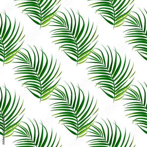 Tropical palm leaves background. Seamless vector pattern.