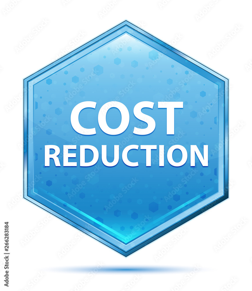 Cost Reduction crystal blue hexagon button Cost Reduction crystal blue hexagon button