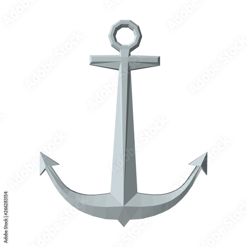 Nautical anchor. Isolated on white. 3D vector illustration.