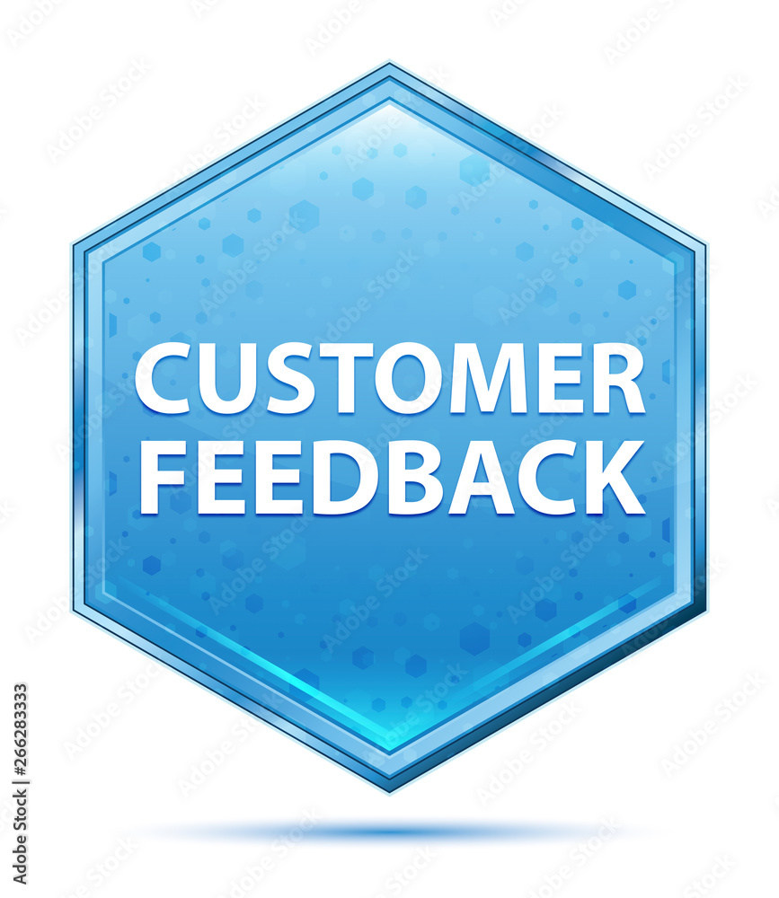 Customer Feedback crystal blue hexagon button Customer Feedback crystal blue hexagon button
