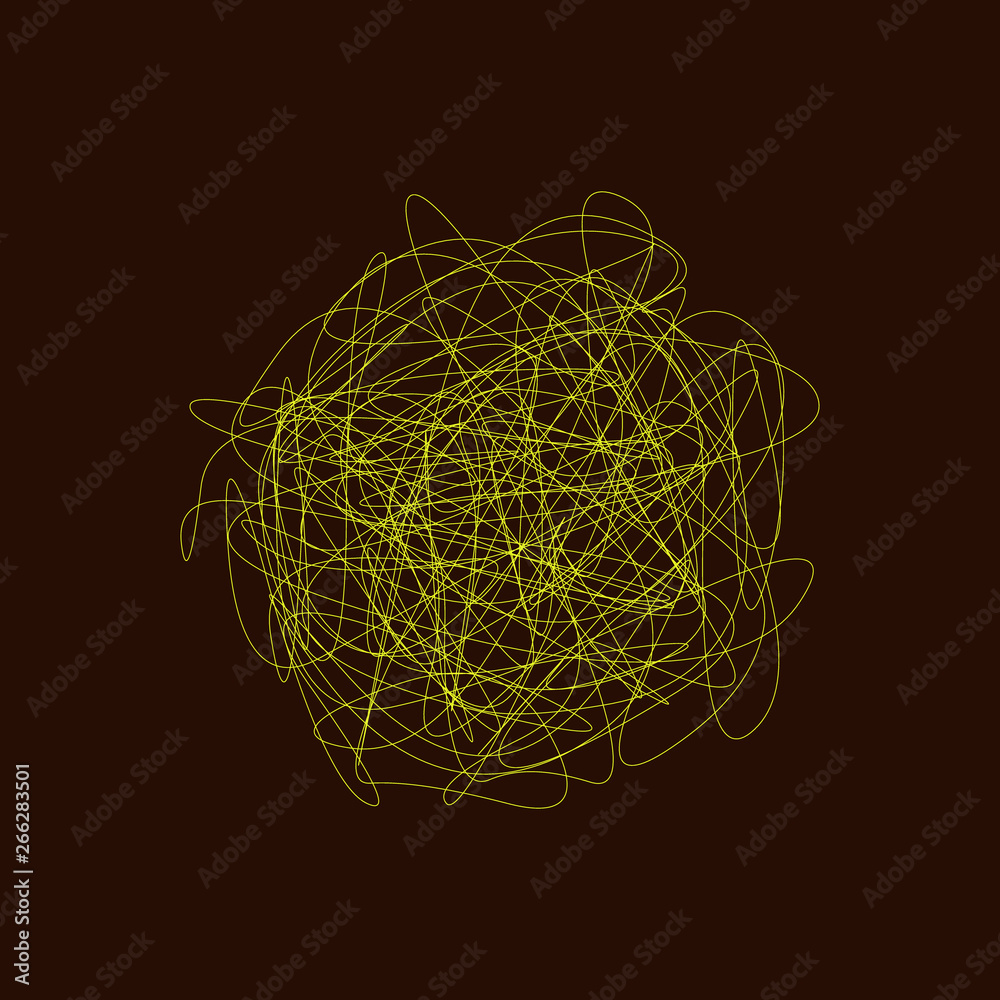 Tangled circle clew. Vector outline illustration. Tangled circle clew. Vector outline illustration.