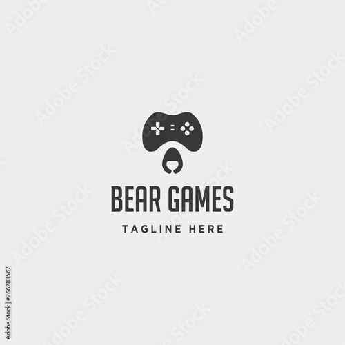 bear game logo design template animal concept controller