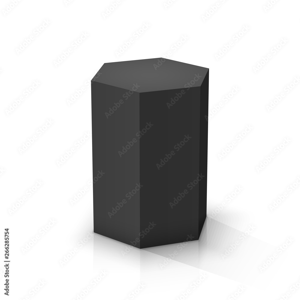 Black hexagonal prism Black hexagonal prism