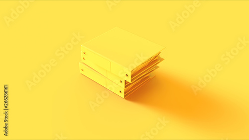 Yellow Ring Binders an Files 3d illustration 3d render