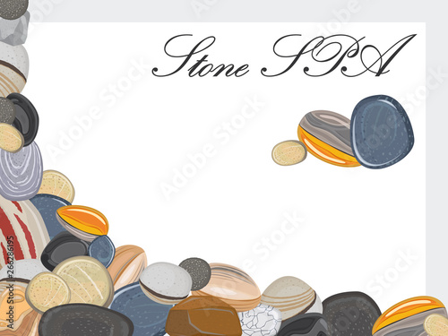 SPA background template with cartoon stones frame vector illustration