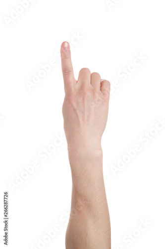 Man showing number one on white background © Object Studio