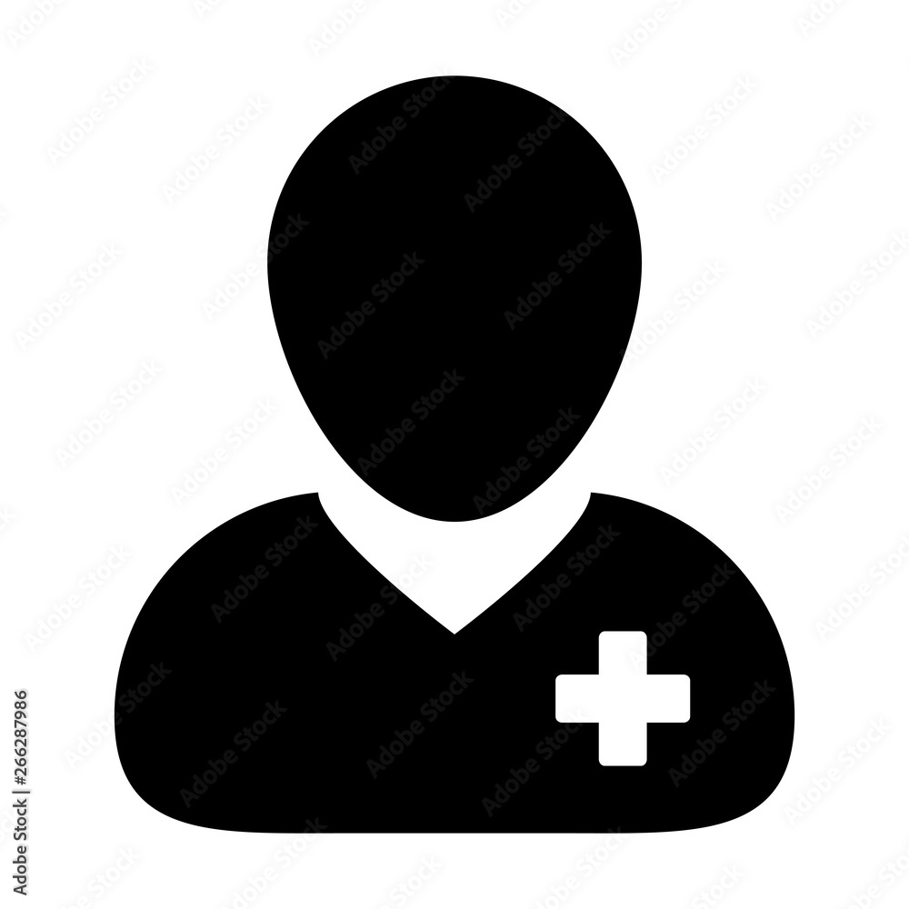 Hospital icon vector of male person profile avatar symbol for patient medical treatment in flat color glyph pictogram illustration Hospital icon vector of male person profile avatar symbol for patient medical treatment in flat color glyph pictogram illustration