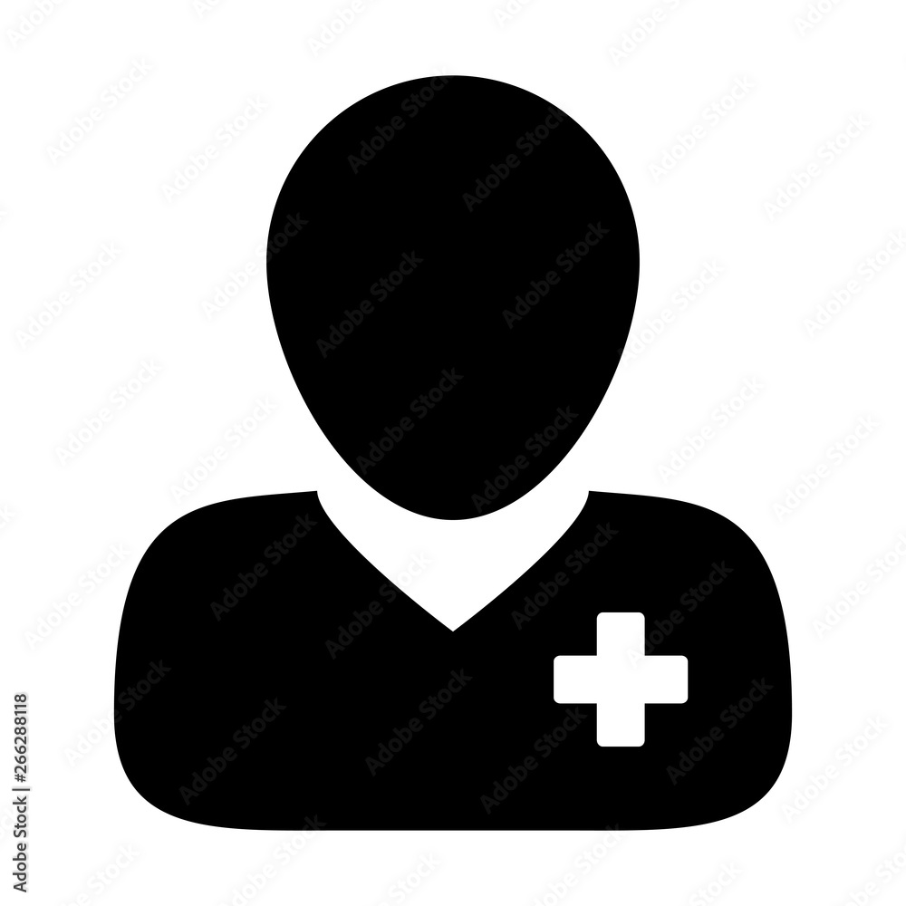 Health icon vector of male person profile avatar symbol for patient medical care in flat color glyph pictogram illustration Health icon vector of male person profile avatar symbol for patient medical care in flat color glyph pictogram illustration