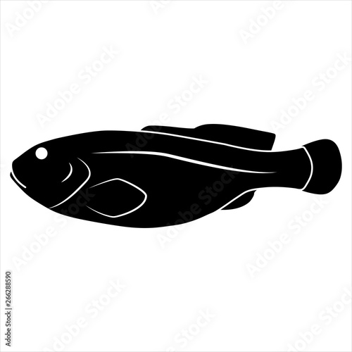 Silhouette of rockfish. Vector illustration isolated on white background.