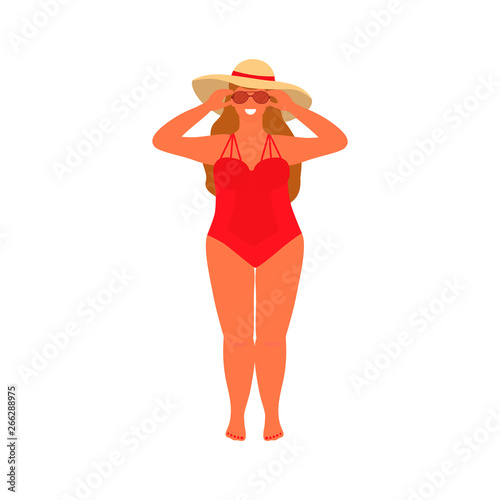 Love your body. Happy body positive concept. Different Plus Size happy woman. Vector Illustration can use for poster design, card, t-shirt print