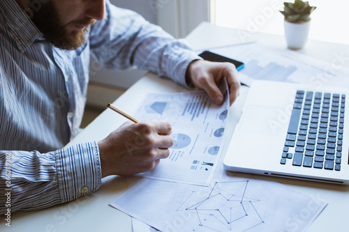 Man working on laptop computer