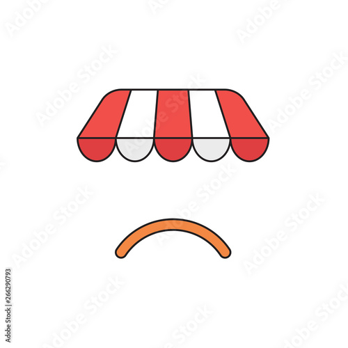 Vector icon concept of shop store awning with sulking mouth.