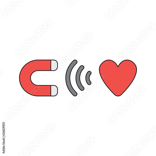 Vector icon concept of magnet attracting heart.