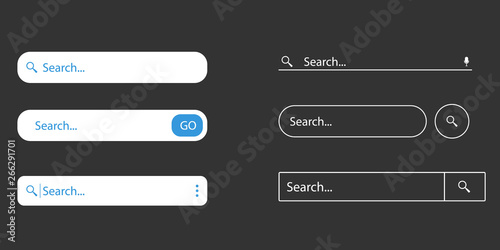 Search bar icon for website, app, ui . Search bar boxes. Set www search bar symbol
