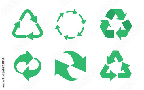 Recycle icon set. Recycled eco icon. Recycled cycle arrows icon set