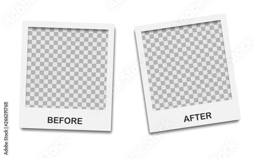 Template background before and after. Before and after photo frame. Comparison banner with empty space. Vector illustration photo