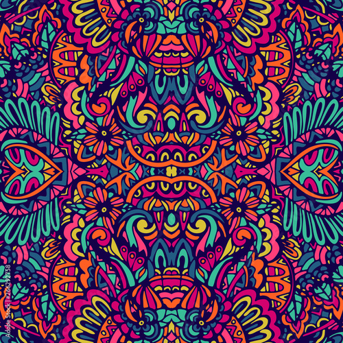 Abstract colorful festival doodle unique ethnic seamless pattern ornamental