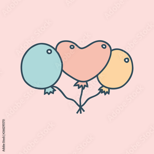 Bachelorette party concept. Balloon decoration. Pastel color doodle.